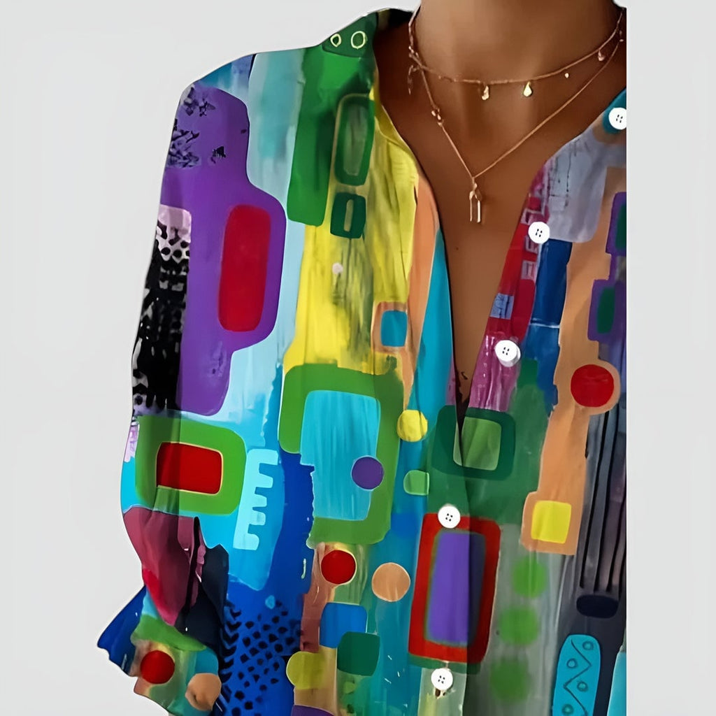 Lorna Women's Blouse in Polyester with Buttons and an All-over Print, photo 3