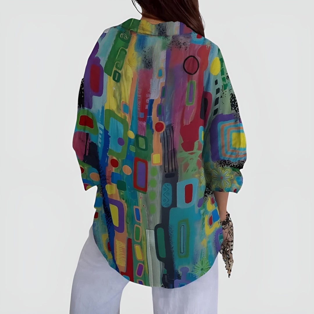 Lorna Women's Blouse in Polyester with Buttons and an All-over Print, photo 4