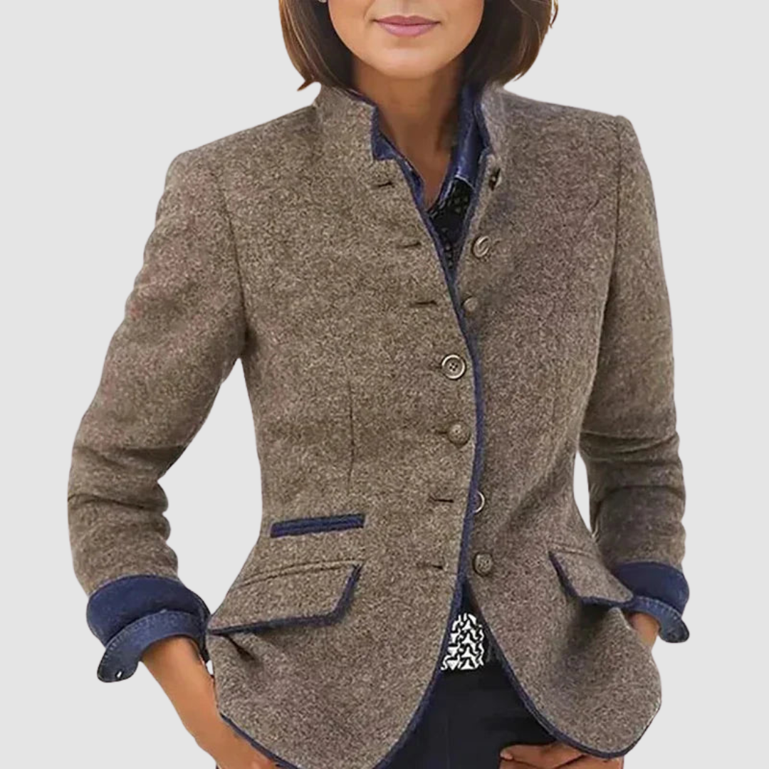 Lorraine Women's Blazer in a Slim Fit with a Stand Collar and Pockets, photo 1
