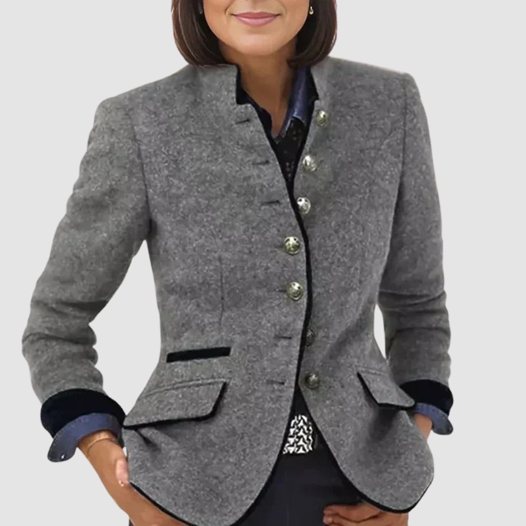 Lorraine Women's Blazer in a Slim Fit with a Stand Collar and Pockets, photo 2