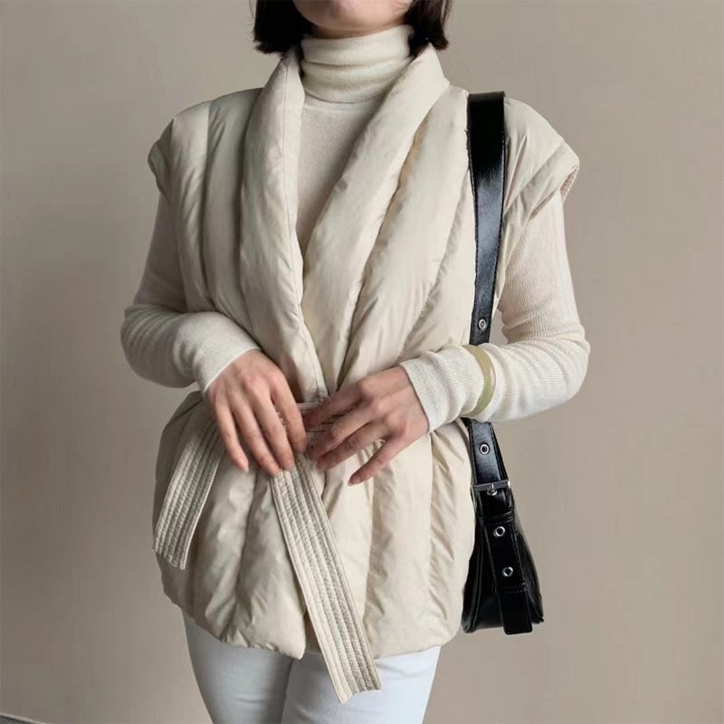 Lottie Women's Puffer Jacket with a Wrap Front Sleeveless and Quilting, photo 1