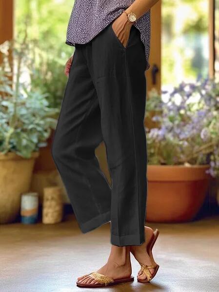 Lucy Women's Trousers with Straight Legs and Pockets in White, photo 4