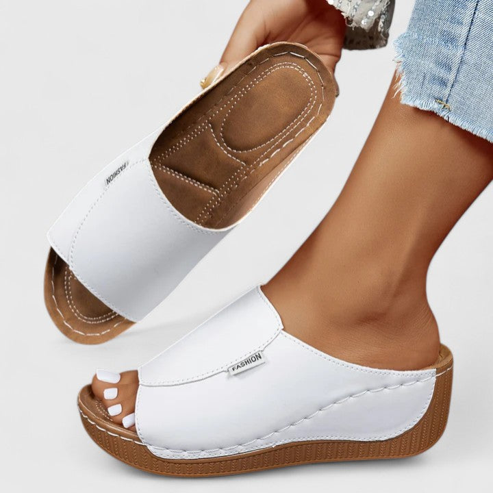 Madeline Women's Sandals with a Wedge Heel in White, photo 5