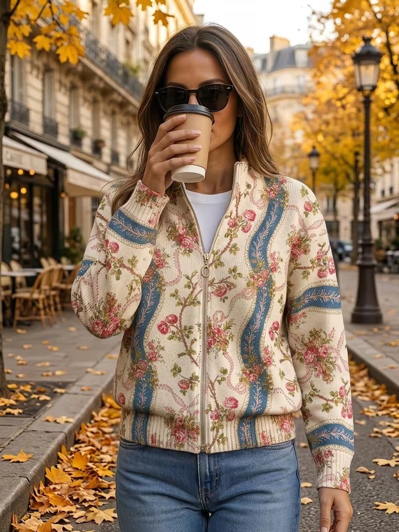 Mae Women's Cardigan in Knit with a Zip and Pockets, photo 2