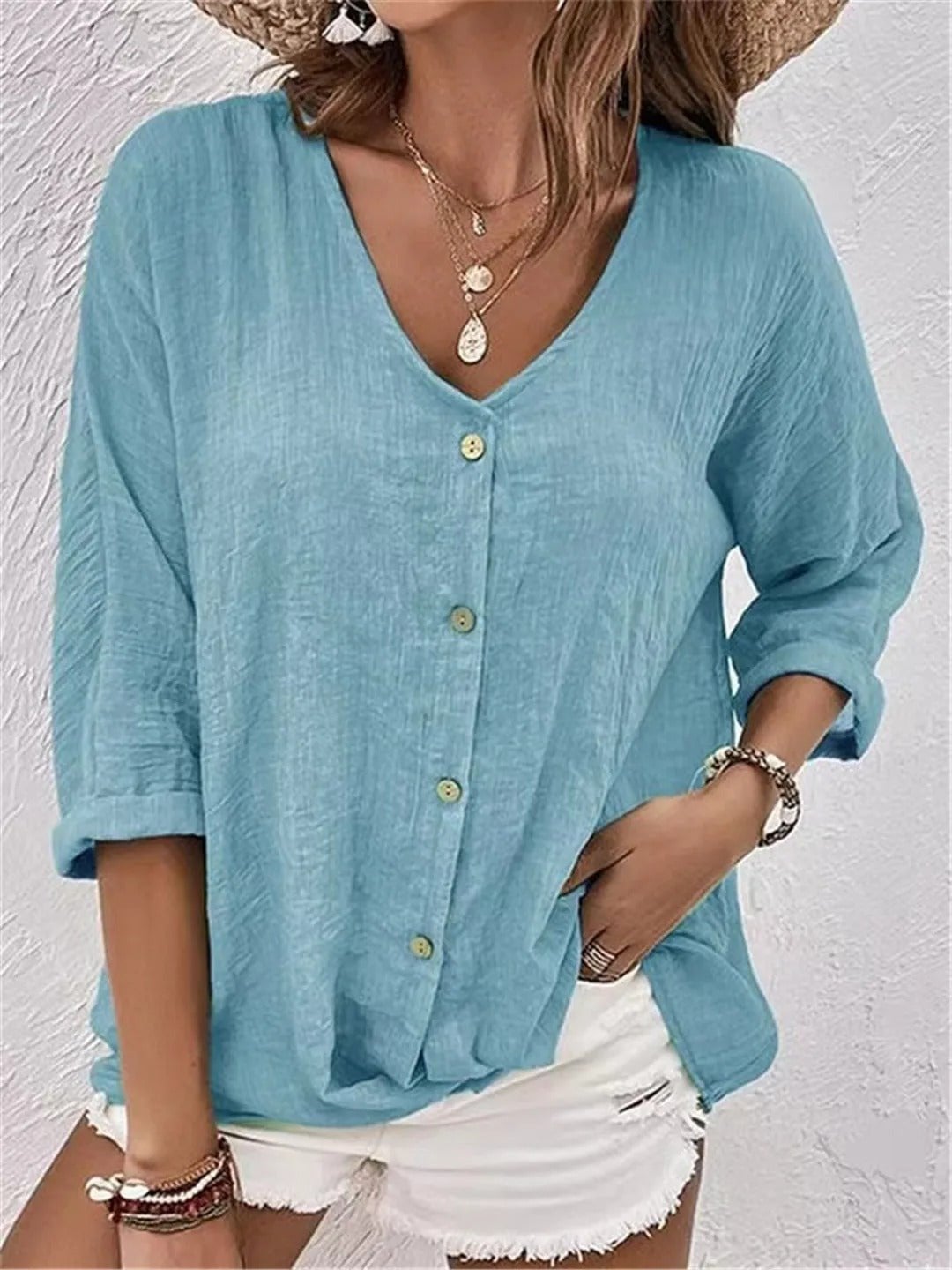 Maeve Women's Top with a V-neck with Buttons, photo 1