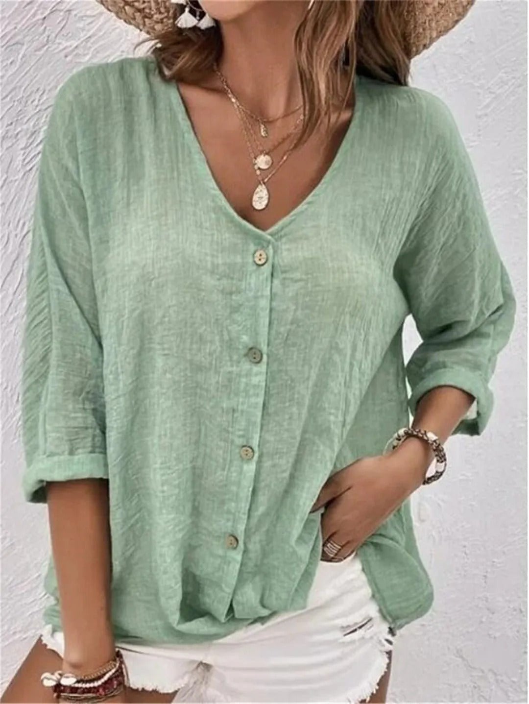 Maeve Women's Top with a V-neck with Buttons, photo 2