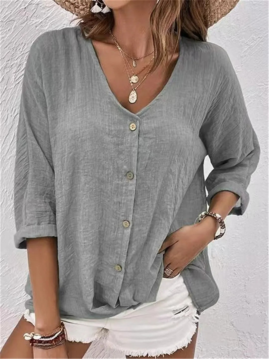 Maeve Women's Top with a V-neck with Buttons, photo 3