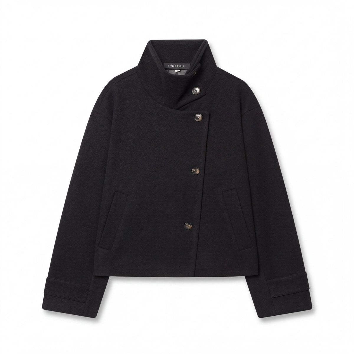 Marguerite Women's Short Wool Coat with Asymmetric Buttons, photo 1