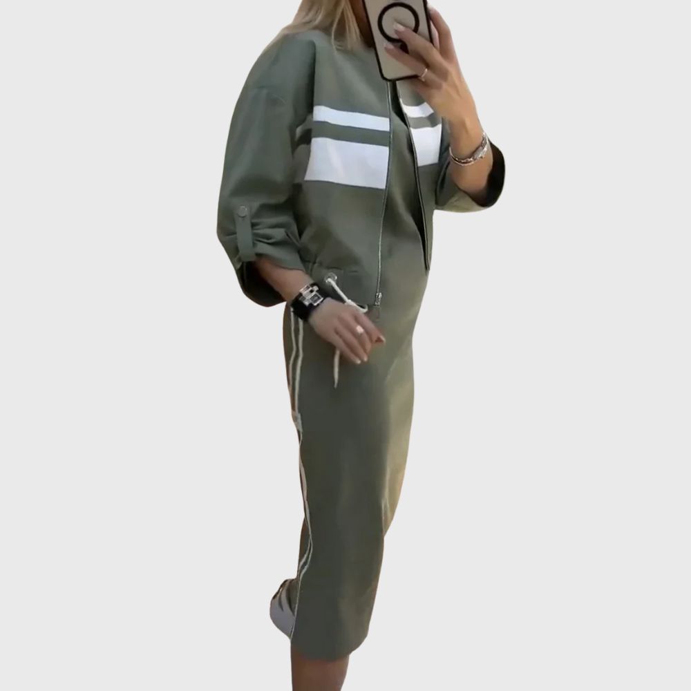 Maria Women's Co-ord Set in a Relaxed Fit with a Zip and Stripes, photo 5