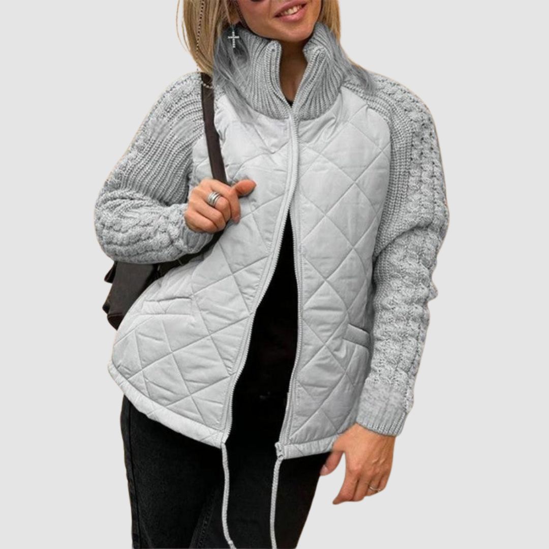 Marian Women's Puffer Jacket with a Stand Collar with a Zip and Pockets, photo 3