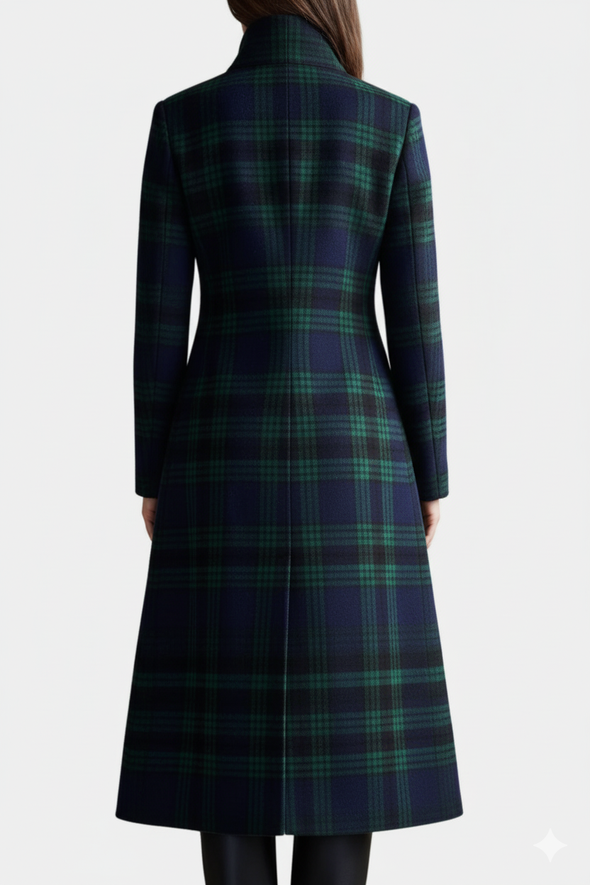 Marianne Women's Coat with a Stand Collar with Buttons and a Check Pattern, photo 2