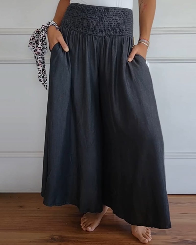 Marion Women's Trousers in Polyester with Wide Legs and Pockets, photo 1