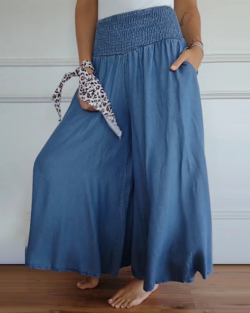 Marion Women's Trousers in Polyester with Wide Legs and Pockets, photo 2