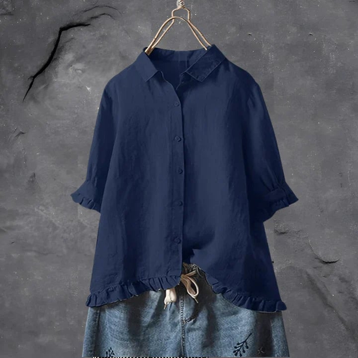 Marissa Women's Top with a Classic Collar with Buttons and Ruffles, photo 2