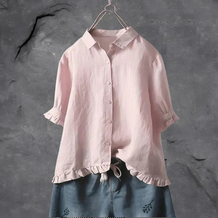 Marissa Women's Top with a Classic Collar with Buttons and Ruffles, photo 3