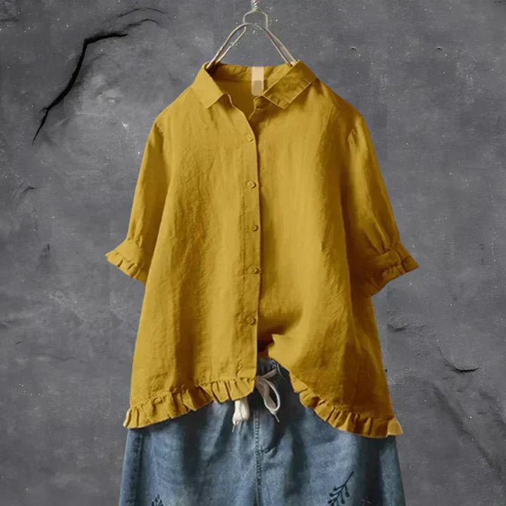 Marissa Women's Top with a Classic Collar with Buttons and Ruffles, photo 4