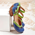 Maya Women's Sandals with a Buckle and a Block Heel and Colour Blocking, photo 1