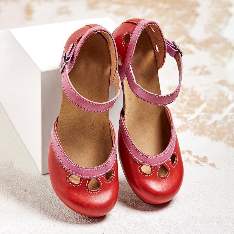 Maya Women's Sandals with a Buckle and a Block Heel and Colour Blocking, photo 5