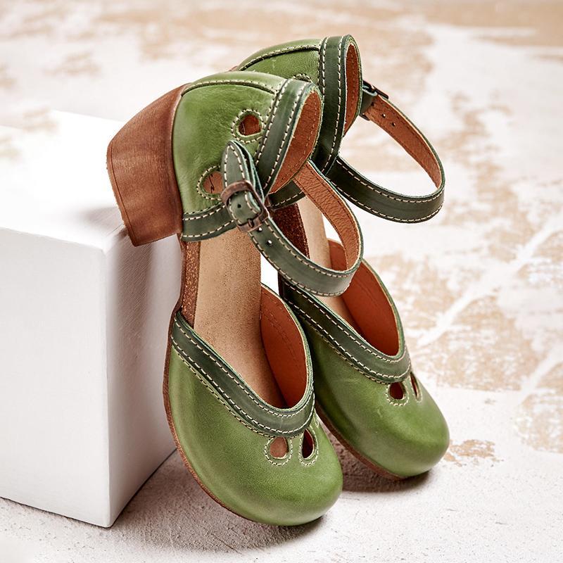 Maya Women's Sandals with a Buckle and a Block Heel and Colour Blocking, photo 7