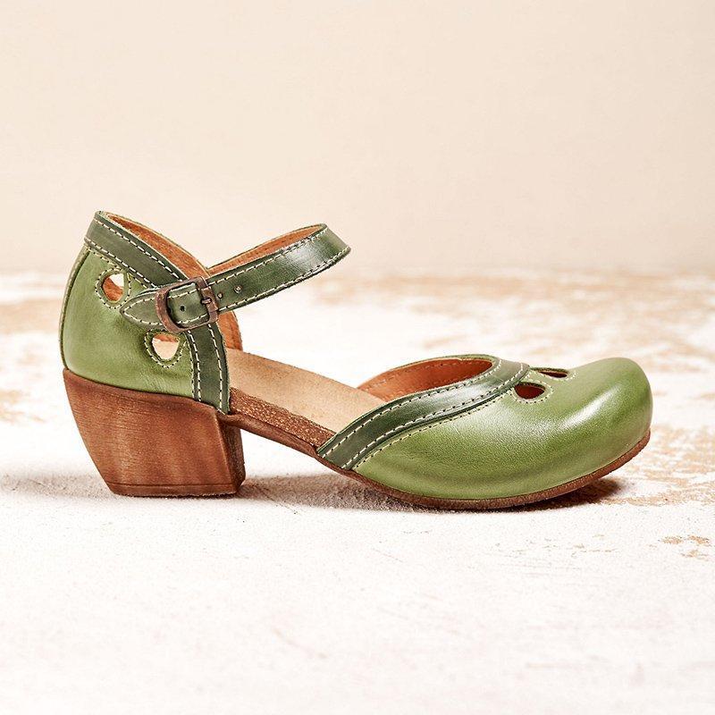 Maya Women's Sandals with a Buckle and a Block Heel and Colour Blocking, photo 8