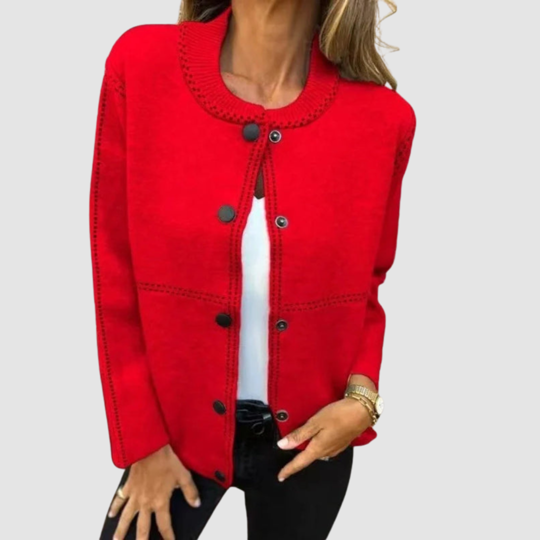 Melissa Women's Jacket with a Round Neck with Buttons and Pockets, photo 2