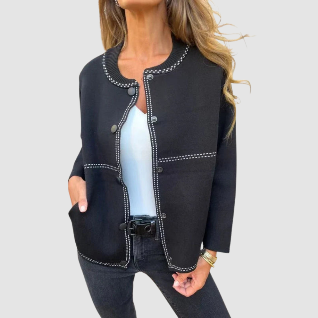 Melissa Women's Jacket with a Round Neck with Buttons and Pockets, photo 3