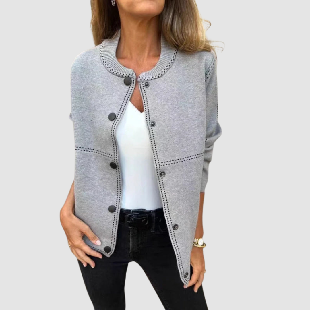 Melissa Women's Jacket with a Round Neck with Buttons and Pockets, photo 4
