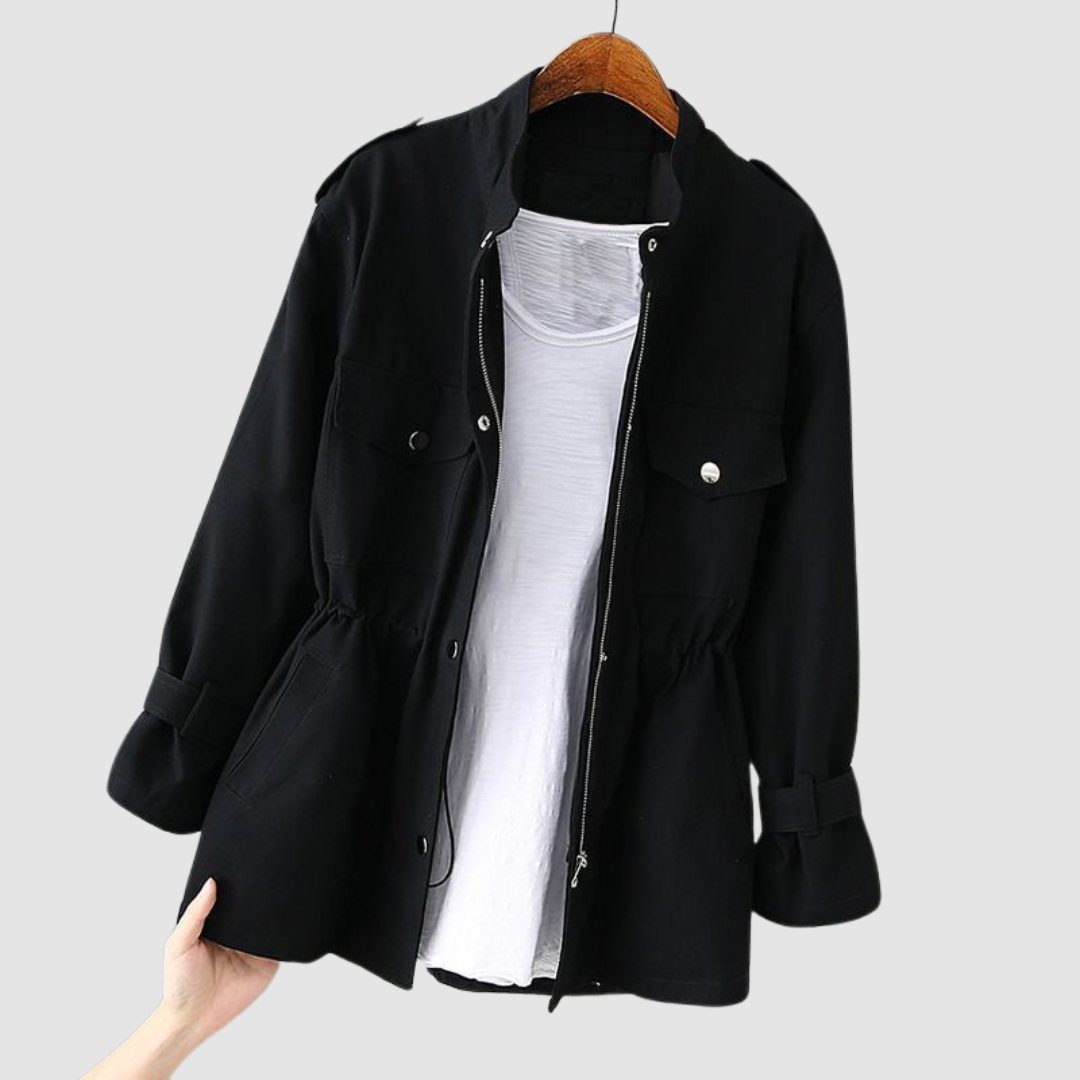 Meredith Women's Jacket with a Stand Collar with a Zip and Pockets, photo 2