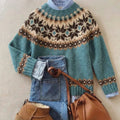 Millie Women's Sweater in Knit with a Nordic Knit Pattern in Blue, photo 1