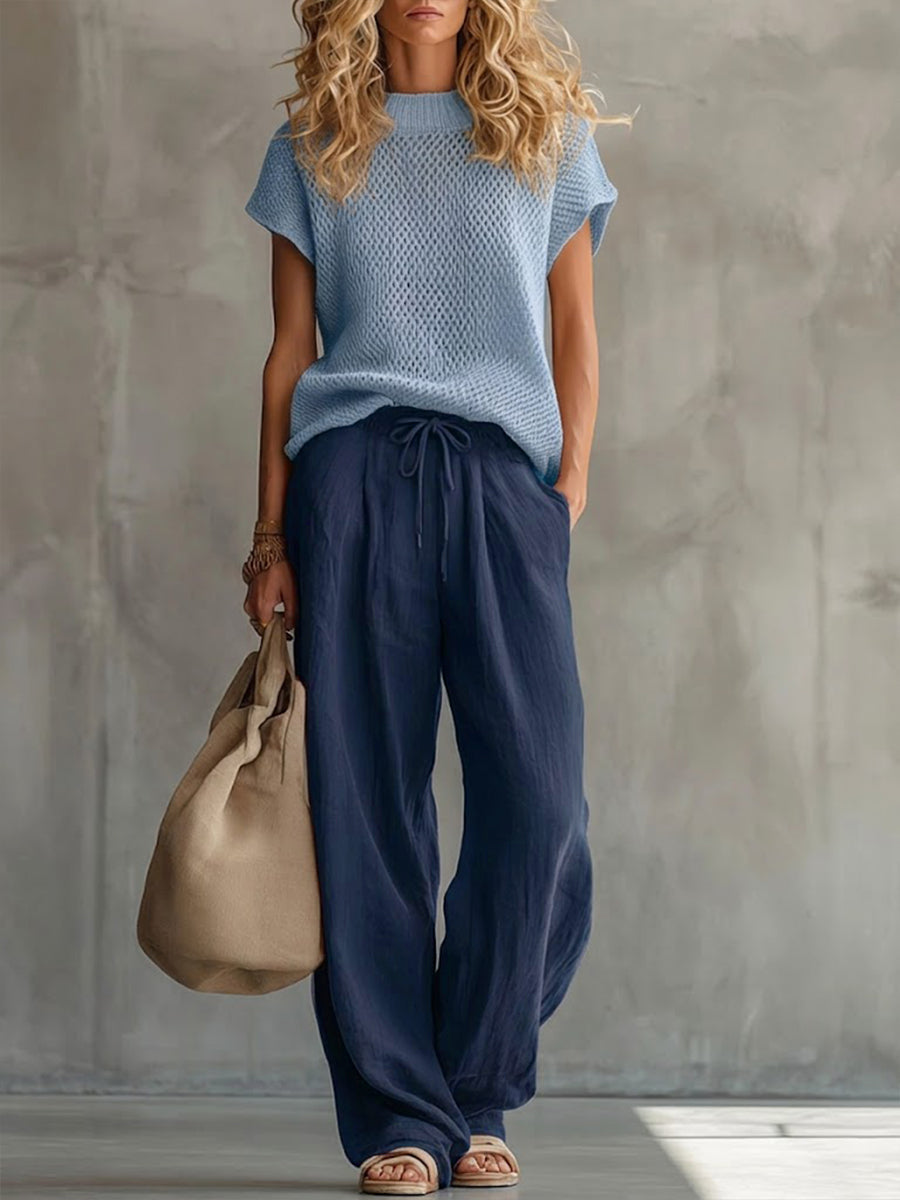 Mirabel Women's Knit Top and Wide Leg Trousers Set, photo 2