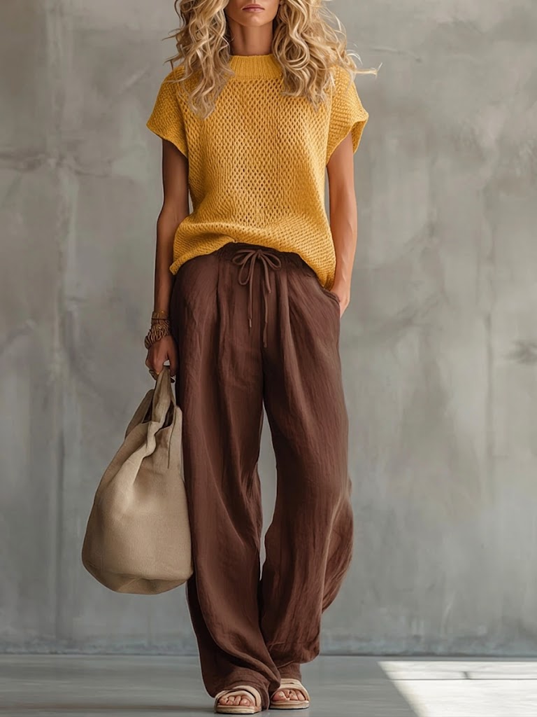 Mirabel Women's Knit Top and Wide Leg Trousers Set, photo 3
