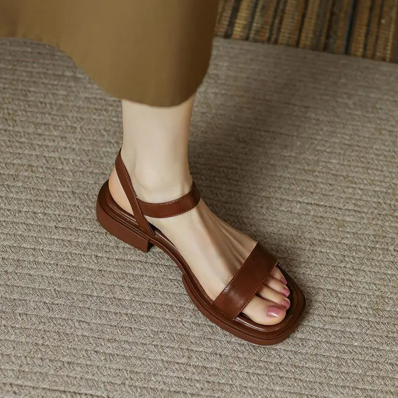 Odile Women's Sandals with a Buckle and a Flat Sole, photo 2