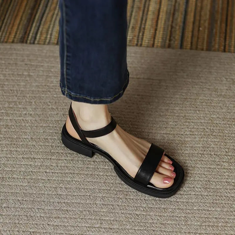 Odile Women's Sandals with a Buckle and a Flat Sole, photo 4
