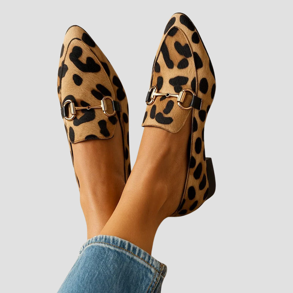 Olive Women's Loafers with a Leopard Print, photo 1