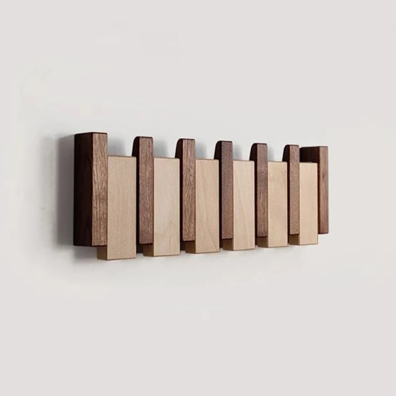 Oscar Wooden Wall Coat Rack with Folding Hooks, photo 3
