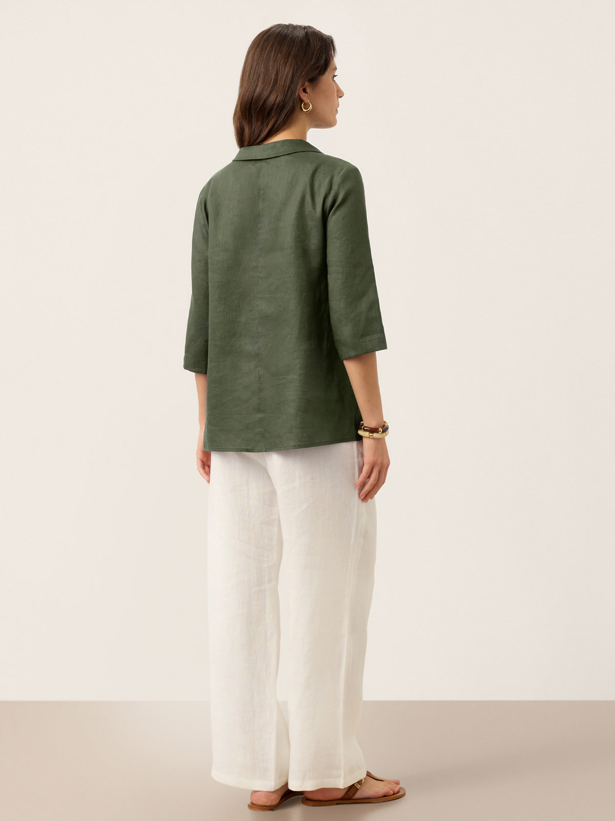 Ottilie | Linen Top with Asymmetric Collar and Inverted Pleat photo 15