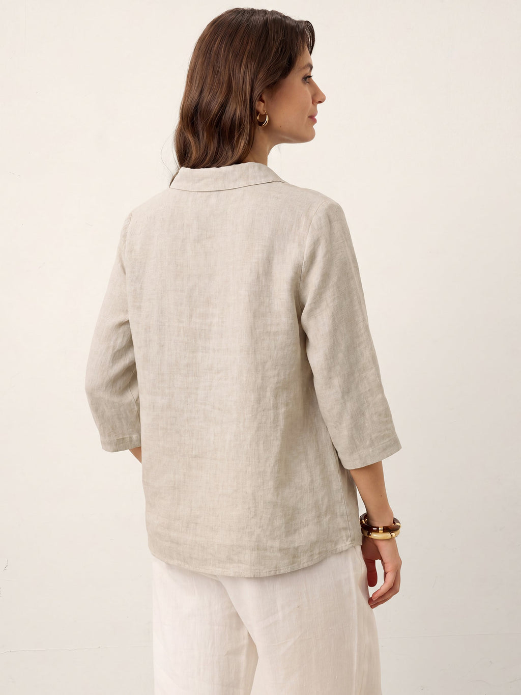 Ottilie | Linen Top with Asymmetric Collar and Inverted Pleat photo 22