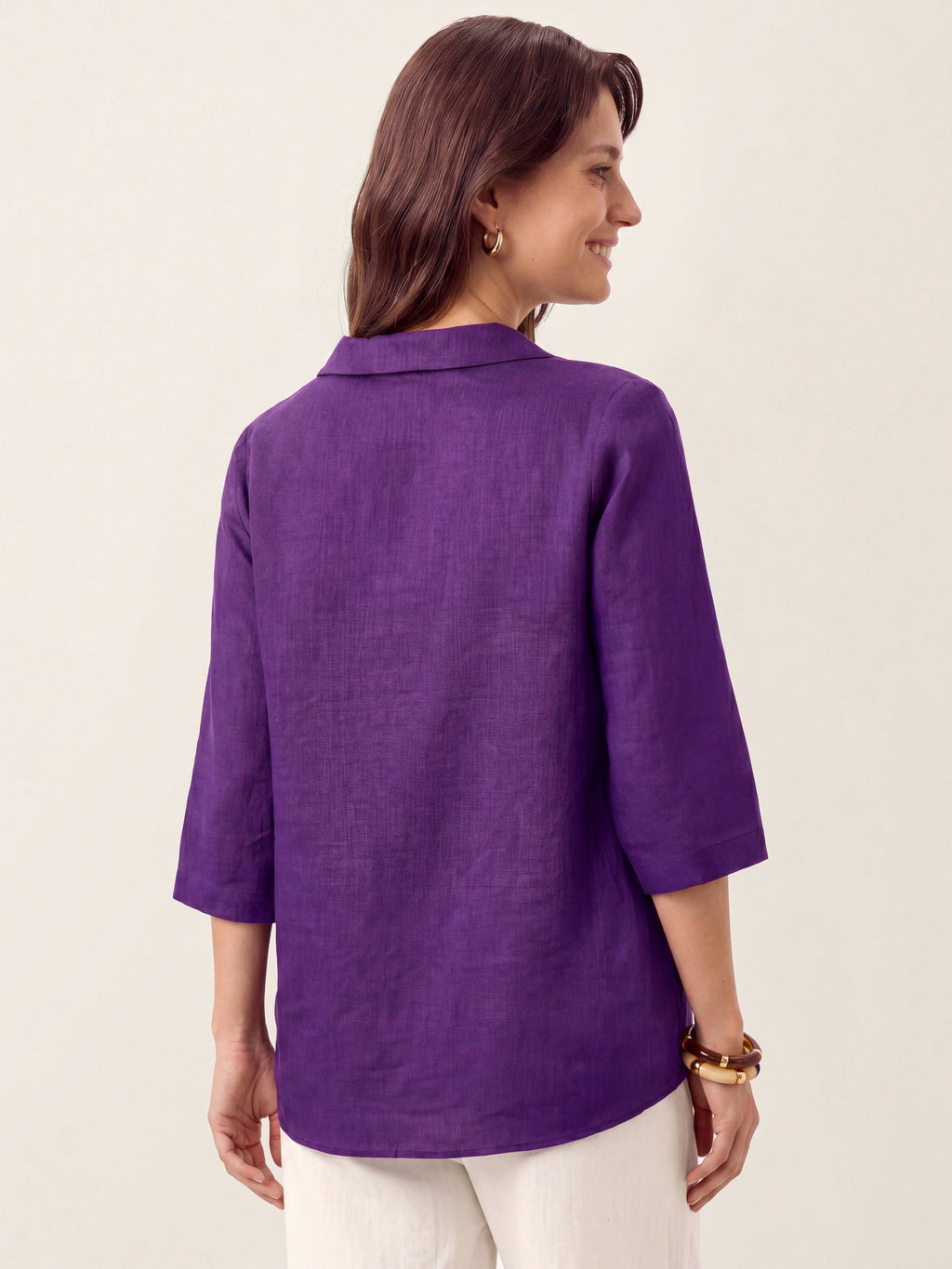 Ottilie | Linen Top with Asymmetric Collar and Inverted Pleat photo 37