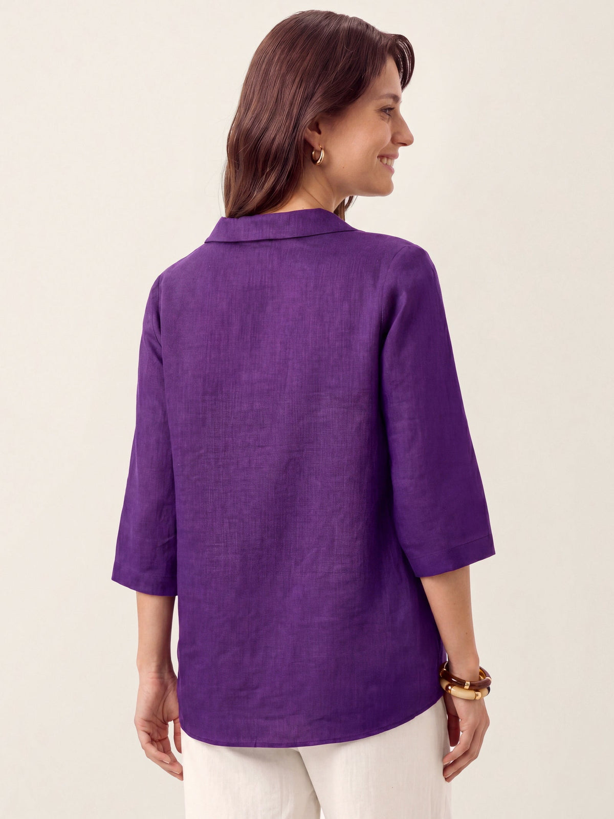 Ottilie | Linen Top with Asymmetric Collar and Inverted Pleat photo 37