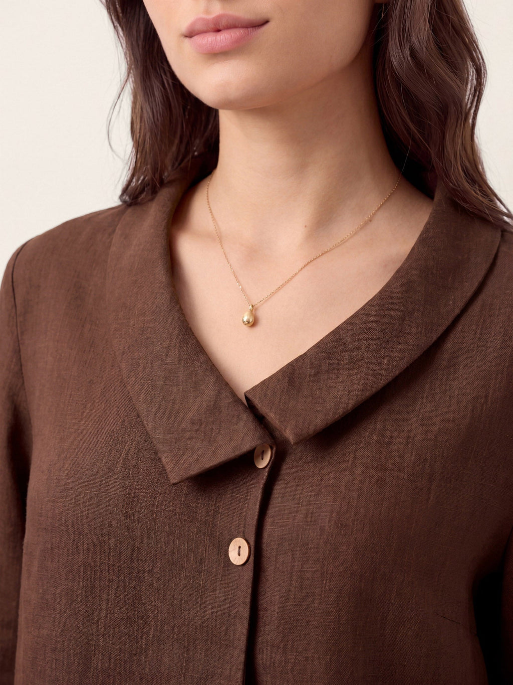 Ottilie | Linen Top with Asymmetric Collar and Inverted Pleat photo 44