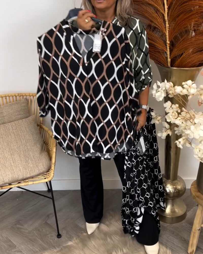 Primrose Women's Blouse with a V-neck with Long Sleeves and an All-over Print, photo 5