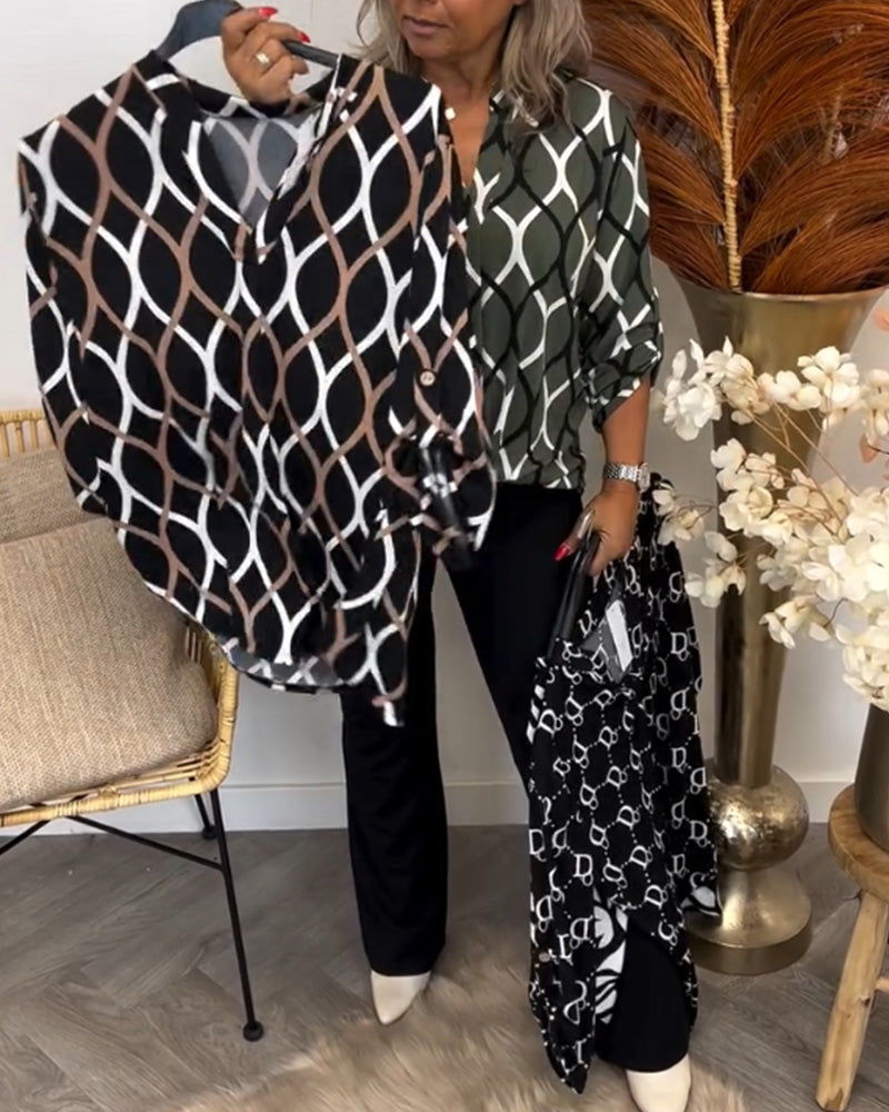 Primrose Women's Blouse with a V-neck with Long Sleeves and an All-over Print, photo 6
