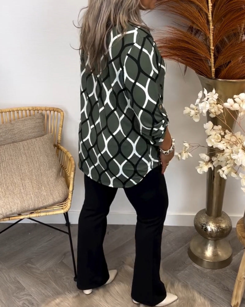 Primrose Women's Blouse with a V-neck with Long Sleeves and an All-over Print, photo 8