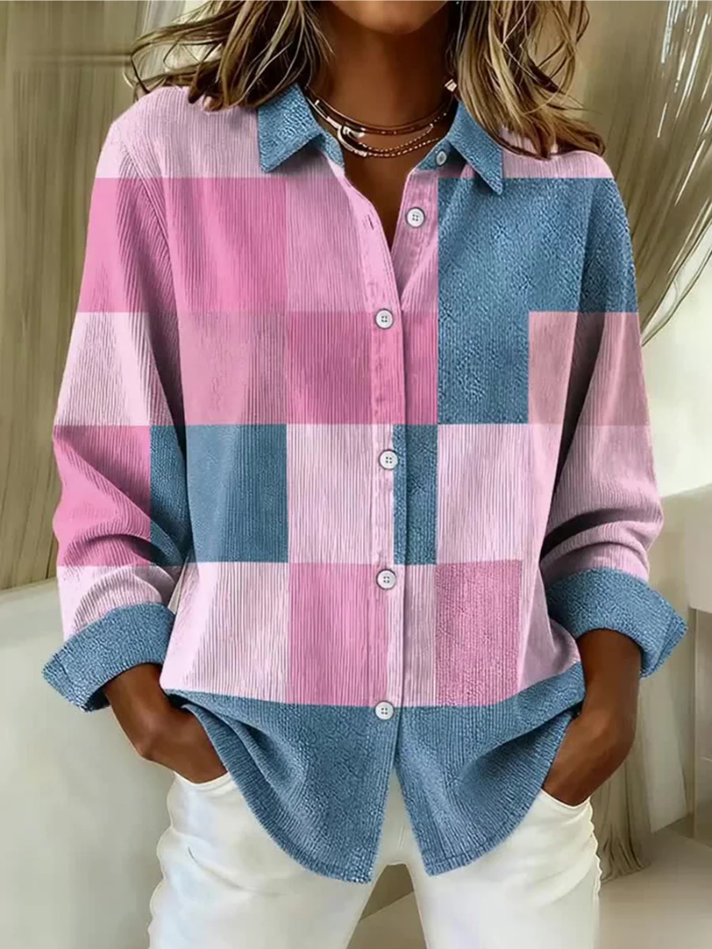 Regina Women's Cardigan with a Classic Collar with Buttons and Colour Blocking, photo 1
