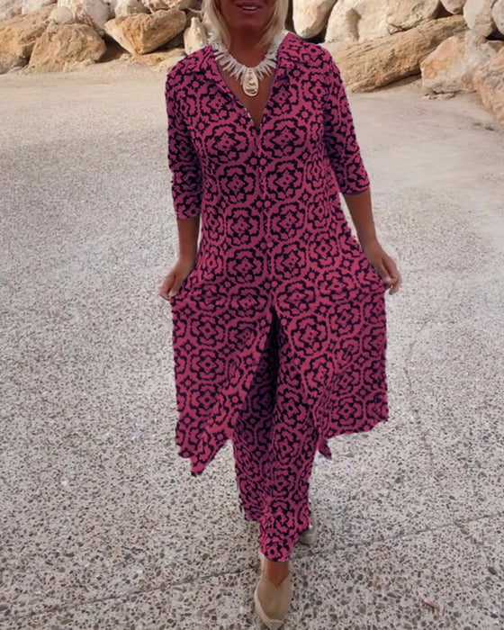 Renee Women's Co-ord Set with a V-neck and an All-over Print, photo 3
