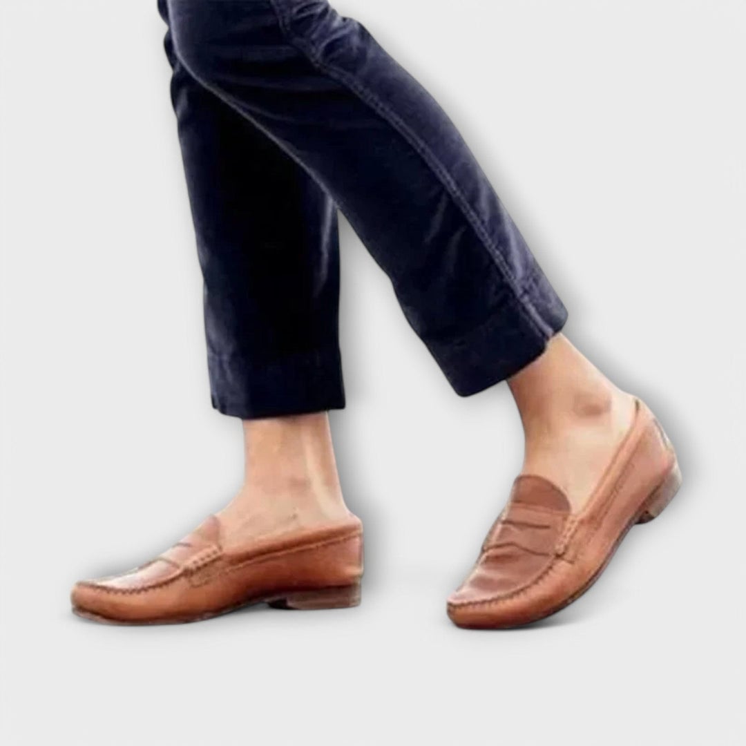 Rhian Women's Loafers with a Flat Sole in Khaki, photo 2