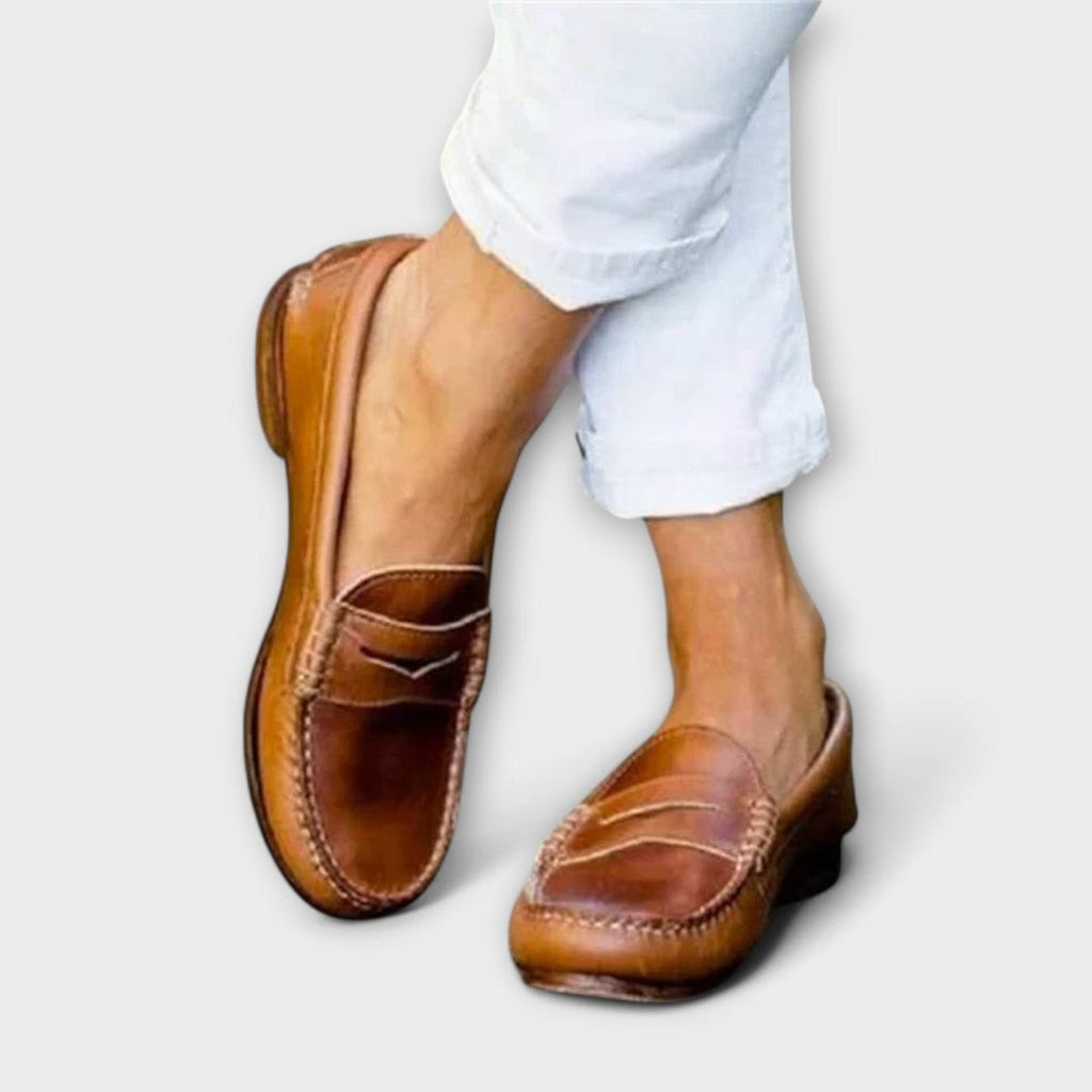Rhian Women's Loafers with a Flat Sole in Khaki, photo 3