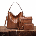 Rosa Three-Piece Leather Hobo Bag Set, photo 1