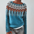 Rosalind Women's Sweater with a Nordic Knit Pattern in Blue, photo 1