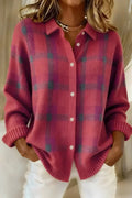 Rosemary Women's Cardigan with Buttons and a Check Pattern in Pink, photo 1